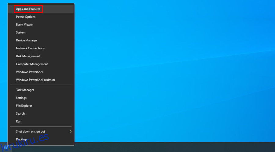 Windows 10 muestra cómo acceder a las aplicaciones y características desde el menú Inicio del botón derecho del ratón