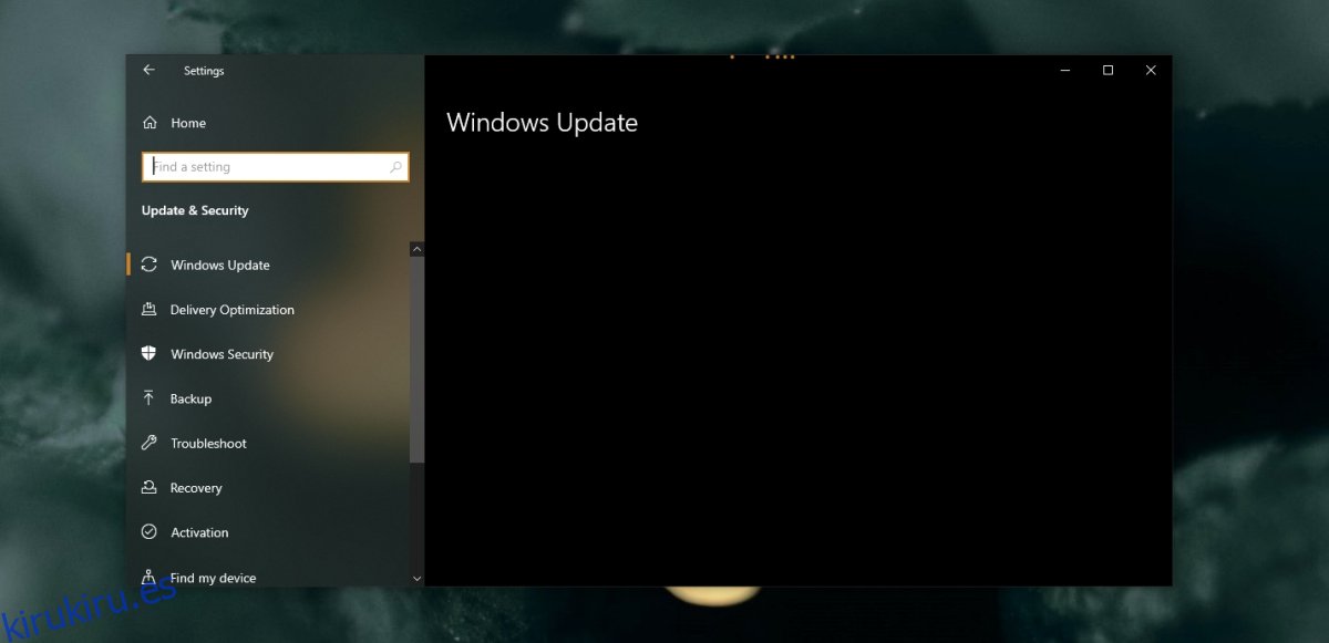 La pestaña de actualización y seguridad de Windows no se carga