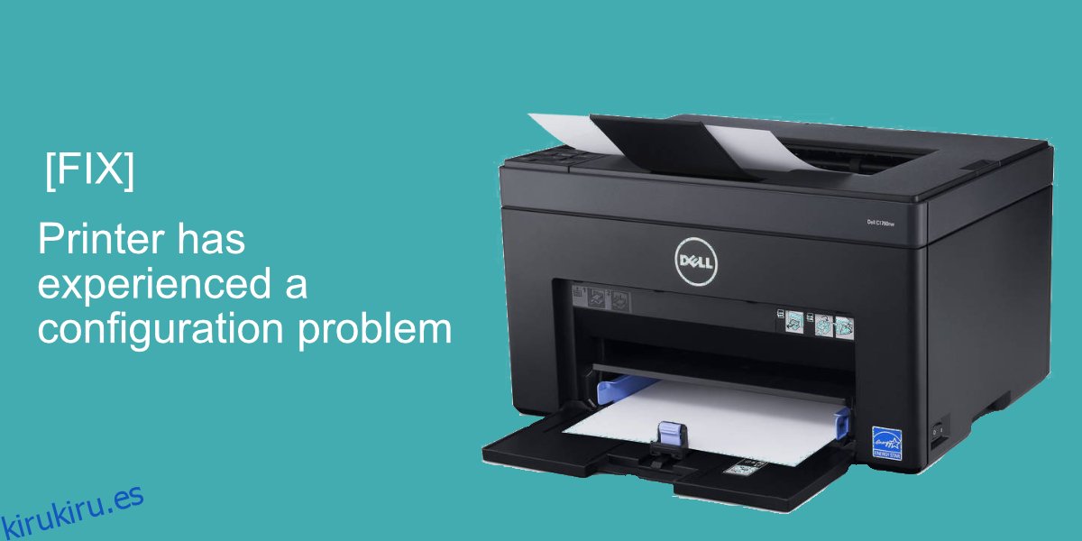 la impresora ha experimentado un problema de configuración