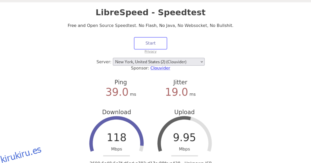 velocidad de la red de internet ubuntu