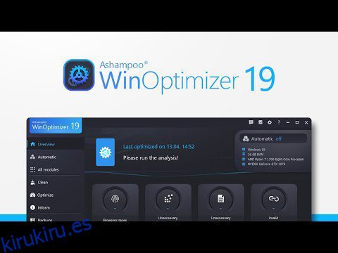 ¿Cómo hacer que la PC con Windows sea más rápida con WinOptimizer?
